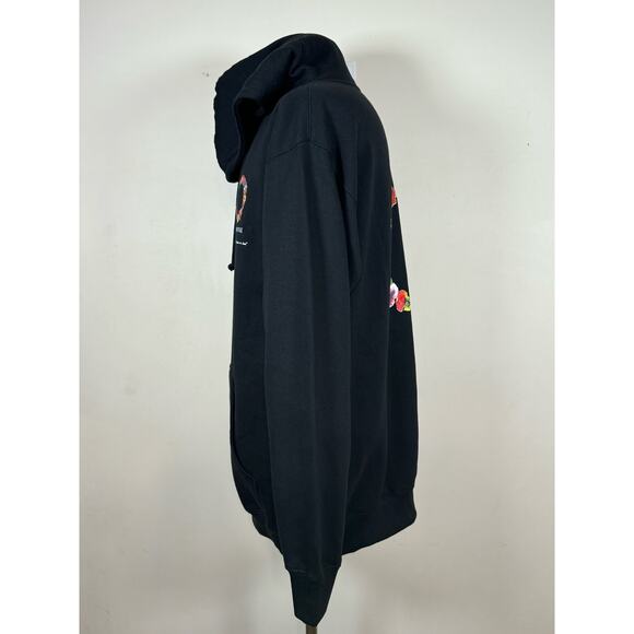 Rare Black Scale Flower Wreath Black Hooded Sweatshirt Hoodie Men’s Size Large L - Picture 3 of 10